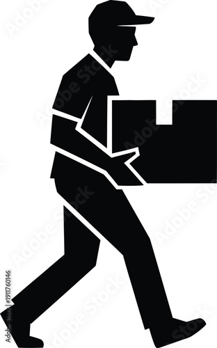 Fast Walking Courier Carrying Parcel Silhouette