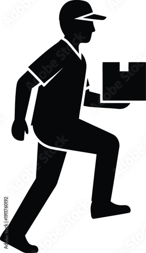 Running Delivery Courier With Parcel Urgent Shipping Silhouette