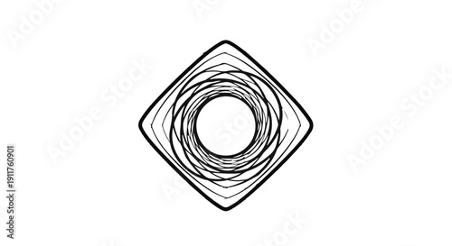 Technical drawing of industrial bolt or nut with square base and circular hole, engineering design element, mechanical part, architecture detail, construction component