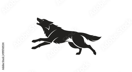 Black Dog Running Silhouette Illustration.