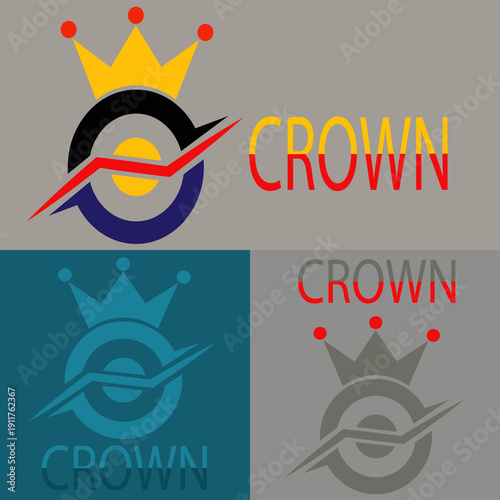 Compass and crown icon set. Vector illustration in flat style,Crown logo. Crown logo. Crown logo. Crown logo.