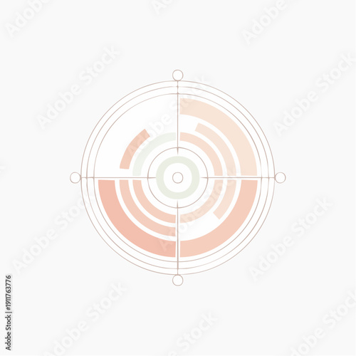 Abstract geometric target icon Data visualization illustrating precision and technological analysis