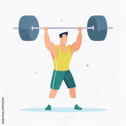 Man lifting weights with muscles and strength training for fitness