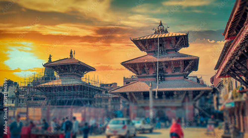 Obraz premium An ancient complex in the center of Kathmandu, Nepal.