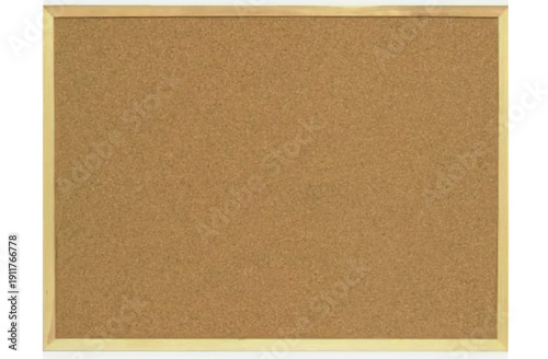 Blank Cork Notice Board in Wooden Frame - Pin Board Texture with Copy Space Isolated on White
