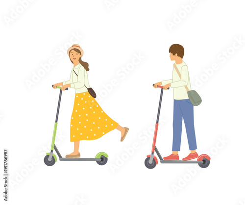 キックボードに乗る若者たち