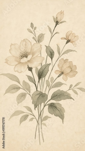 Elegant vintage floral illustration.