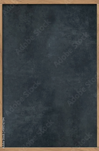 Empty Blackboard with Wooden Frame Background. Blank Chalkboard Texture for Educational Design, Restaurant Menu and Back to School Concept.