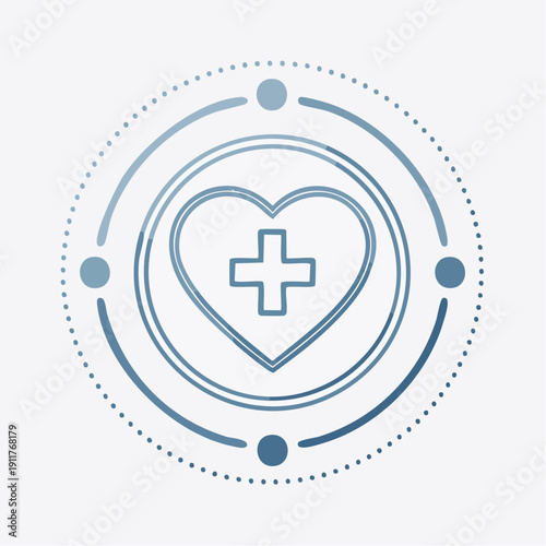 Healthcare Medical Heart Health Care Cross Symbol Blue Gradient Icon