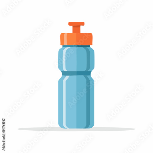 Blue and orange water bottle illustration on white background