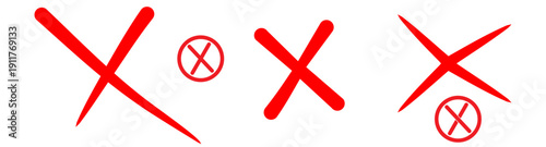 red cross mark, Hand drawn marker stroke red marker x sign on vector
