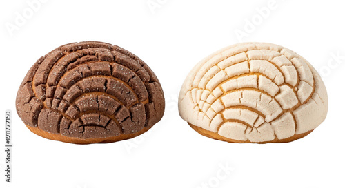 Two fresh concha pastries, a delicious Mexican treat