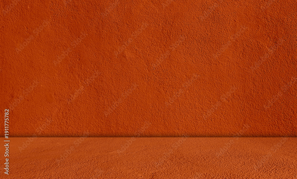 Fototapeta premium Background orange wall dark table studio room empty bar podium shadow abstract floor cement mockup overlay leaf backdrop minimal product cosmetic presentation, loft happy new year, gradient pastel.