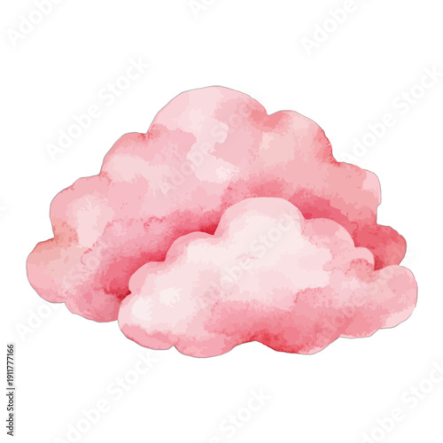 Pink Watercolor Clouds for Fairy Tale Nursery and Dreamy Sky Design