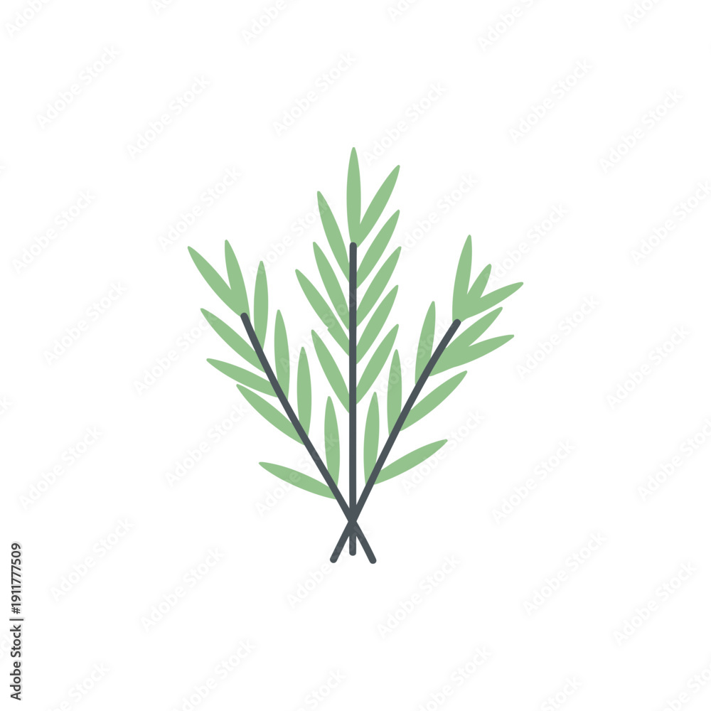 Fototapeta premium Tarragon Herb Cluster with Crisp Flat Shapes Detailed Botanical Herb Vector Illustration
