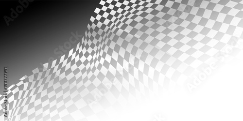 Checkered black and white racing flag on white. Copy space. vector illustration