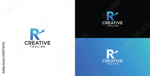 Digital technology logo icon vector. R initial logo design.