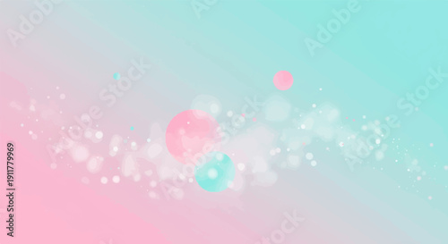 Soft focus abstract background with pastel pink and teal gradients and bokeh lights