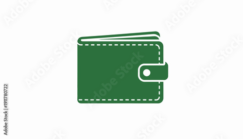 Green Leather Wallet with Stitch Detail.