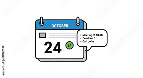 October calendar page with reminders.