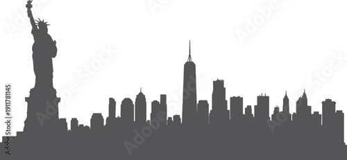 Minimal Urban Skyline Silhouette Vector Illustration