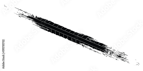 Tire track. Car, bike, motorcycle tyre mark with grunge effect isolated on white background. Wheel footprint on the road. Top view of rubber protector mark. vector