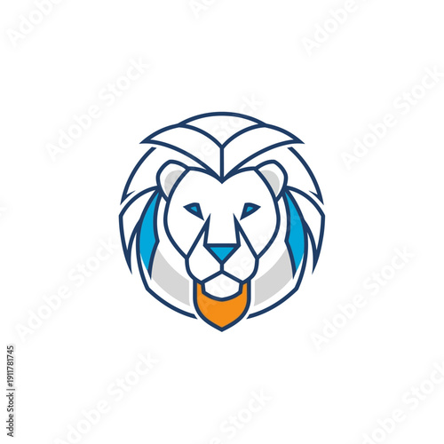 Lion's majestic head illustration viewed from the front