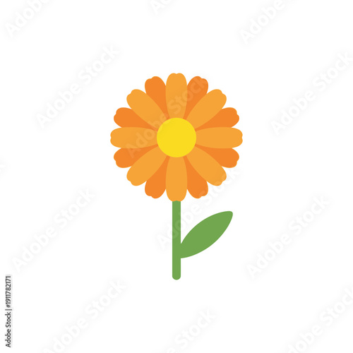 Calendula Flower Symbol Design Flat Vector Illustration Botanical Bloom Garden Plant