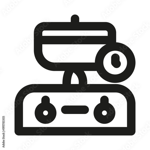 Burner Gas Stove Professional Modern Line Icon. Minimal kitchen cooking appliance flame heat control outline design