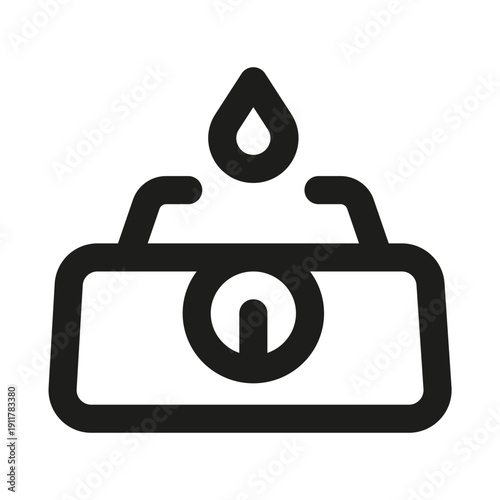 Gas Stove Professional Modern Line Icon. Minimal kitchen cooking appliance flame heat outline design