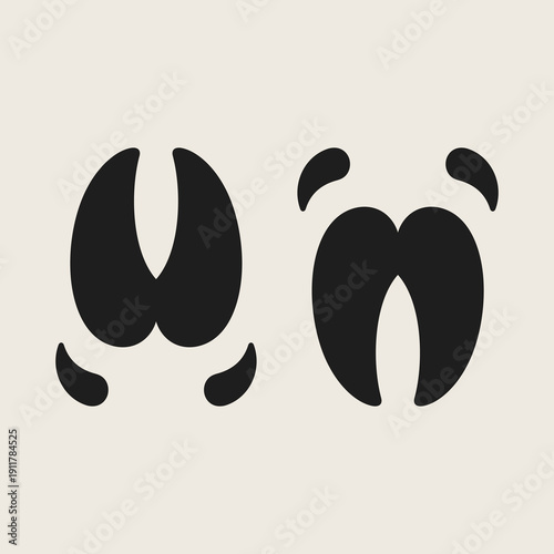 Pig footprints vector. Wild boar paw prints 