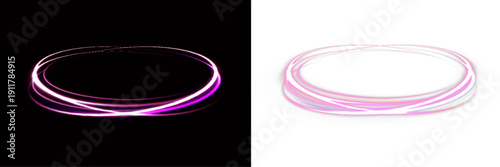 Crimson light ring swirls dynamically with particle sparks. Glowing energy curves radiate outward. Bold abstract element for high-speed motion design.