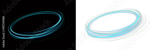 Electric neon spiral twists in a continuous circular motion. Glowing lines radiate outward dynamically. Modern PNG element for digital fantasy backgrounds.
