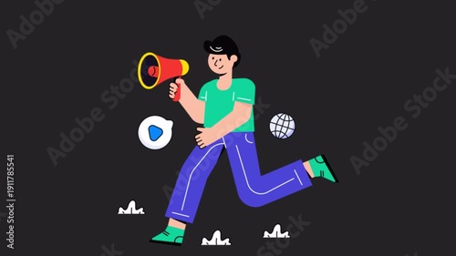 Man Doing Advertisement  Alpha channel Animation