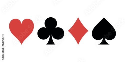 Playing Card Suits Icons Vector Illustration Hearts Diamonds Clubs Spades
