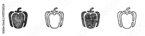 Sketch bell pepper icon design set