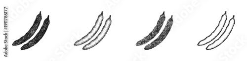 Sketch green beans icon design set