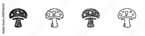 Sketch mushroom icon design set