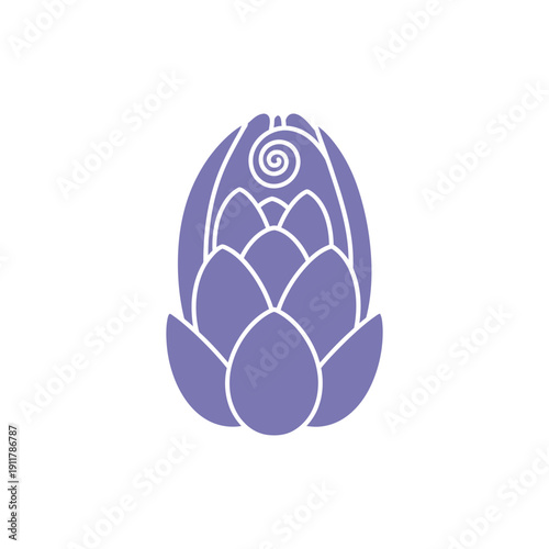 Fotografía Passionflower Bud with Imbricate Overlapping Petals, Flat 2D Vector Botanical Il