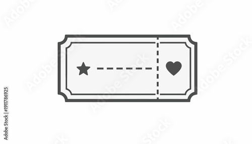 Ticket stub with star and heart.