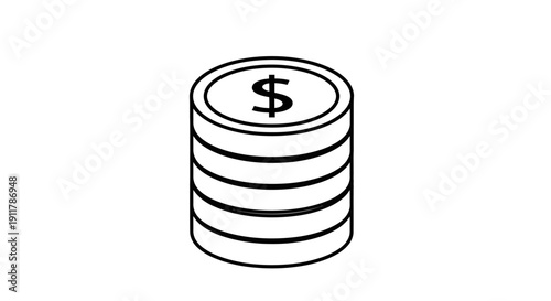 Stack of dollar coins money.