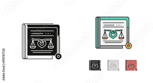 Law book icon. Legal code, justice symbol