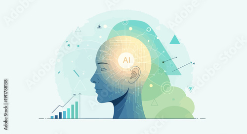 Woman with Light Bulb Head Illustration.