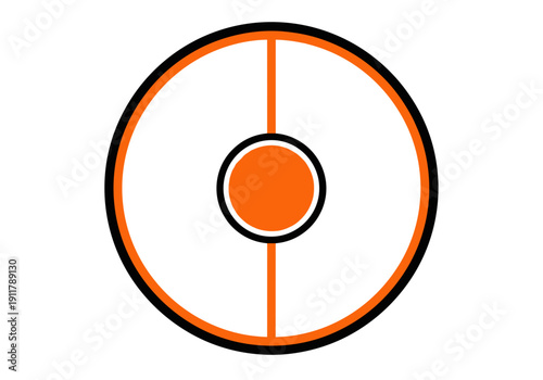 Simple basketball court illustration with orange and black details  