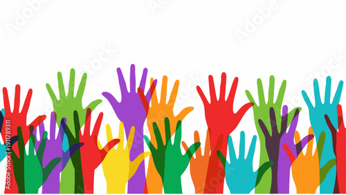 Vibrant hands raised in celebration and unity