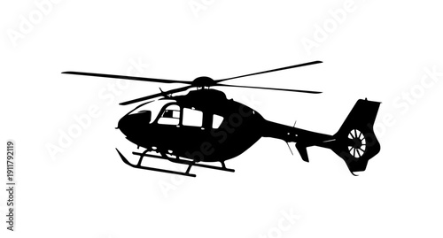 Modern Black Helicopter Vector Illustration