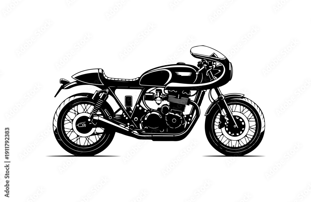 Fototapeta premium Classic Black Vector Motorcycle Illustration