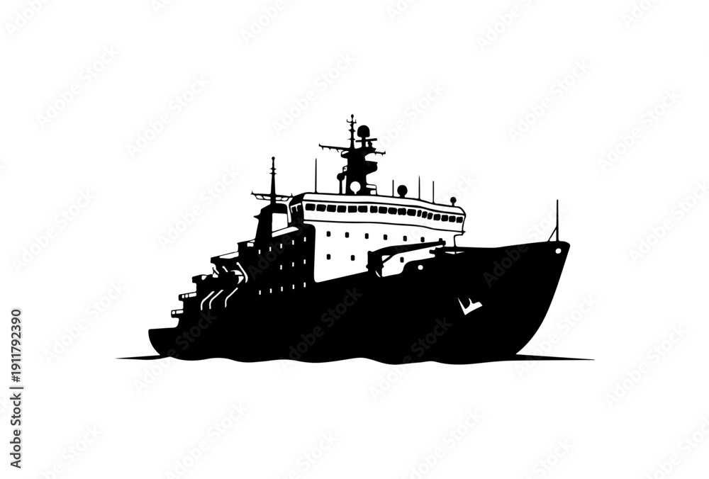 Fototapeta premium Modern Research or Supply Ship Vector Illustration