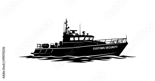 Customs Security Patrol Boat Vector Illustration