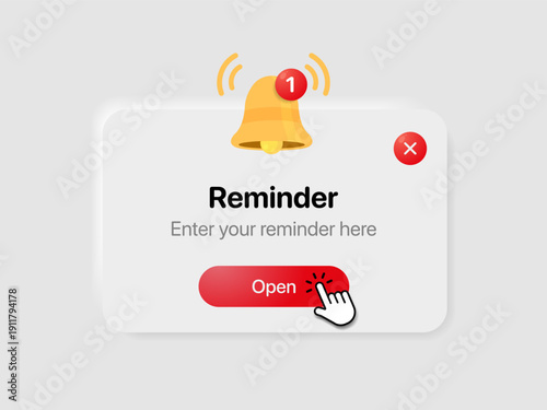 Reminder notification pop up template. Business planning ,events, reminder and timetable page vector illustration EPS10.